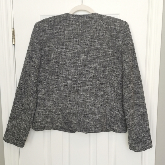 Louben Wool Tweed Blazer Gray Textured Zip Jacket Classic Minimalist Workwear - Picture 8 of 8